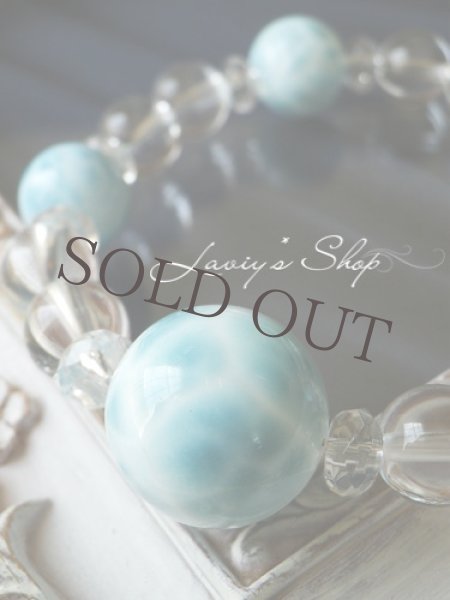 画像4: 大珠高品質ラリマールと水晶のスピリチュアルブレスレット (4)