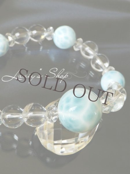 画像3: 大珠高品質ラリマールと水晶のスピリチュアルブレスレット (3)