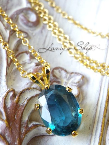 画像2: インド産ブルーグリーンカイヤナイトの1粒ネックレス (2)