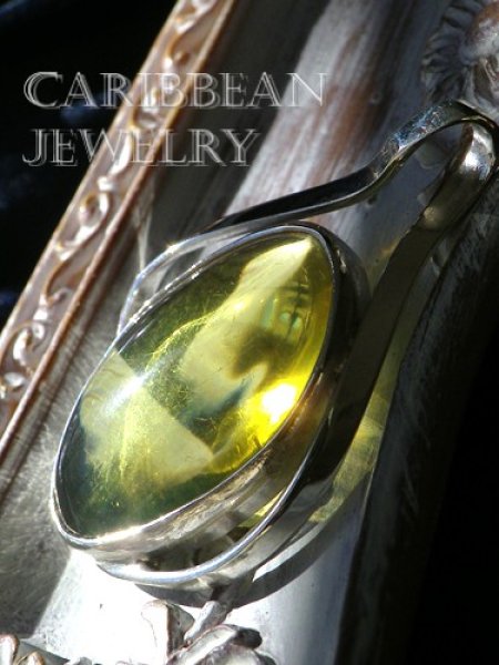 画像7: ハニーカラーブルーアンバーのデザインペンダントトップ (7)