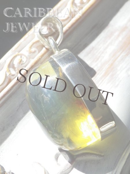 画像6: 高品質ブルーアンバーのシンプルペンダントトップ (6)