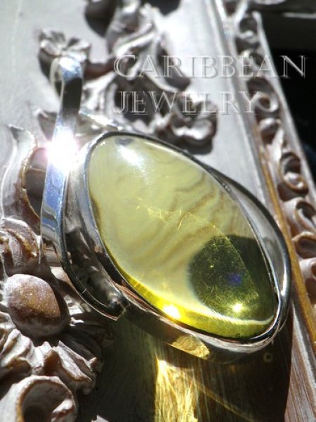 画像6: ハニーカラーブルーアンバーのデザインペンダントトップ (6)