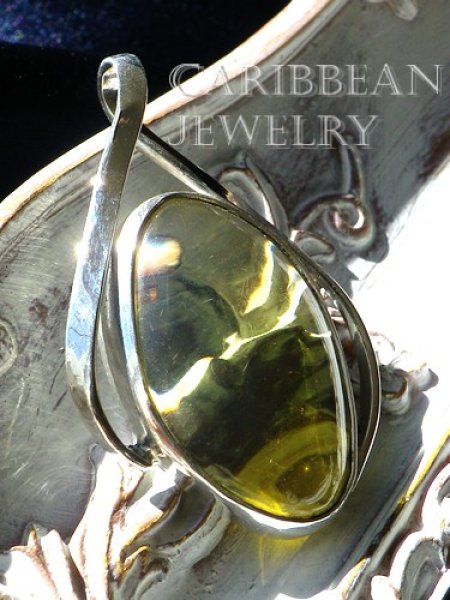 画像4: ハニーカラーブルーアンバーのデザインペンダントトップ (4)