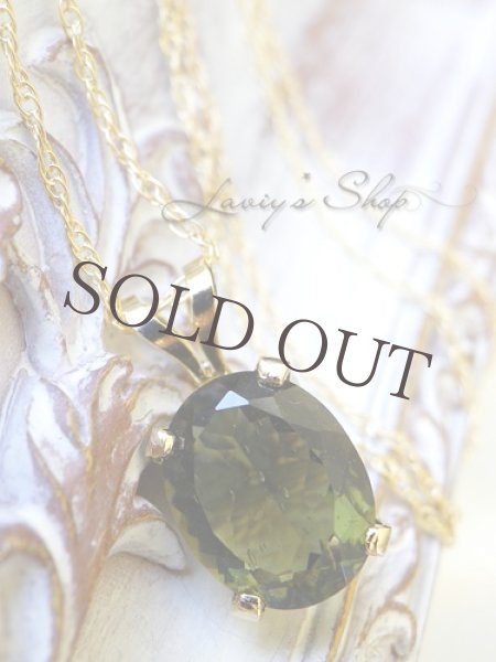 画像2: ラスト！大粒宝石モルダバイトの1粒ネックレス (2)