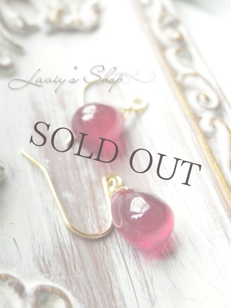 画像6: K18/プレーンドロップルビーの1粒ピアス (6)