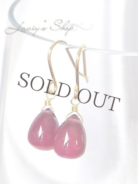 画像7: K18/プレーンドロップルビーの1粒ピアス (7)