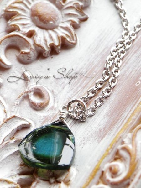 画像6: ブルー×グリーントルマリンスライスの1粒ネックレス (6)