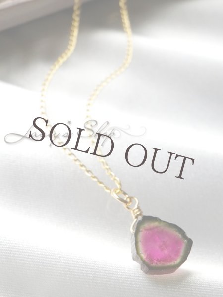 画像5: ウォーターメロントルマリンスライスの1粒ネックレス(ルべライト) (5)