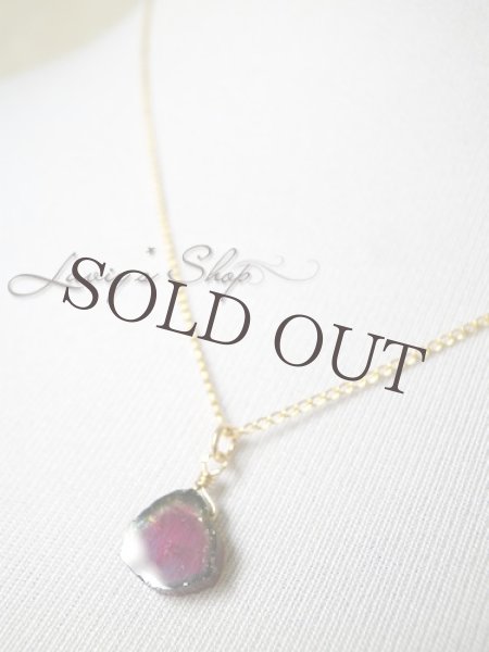 画像8: ウォーターメロントルマリンスライスの1粒ネックレス(ルべライト) (8)