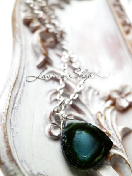 画像7: ブルー×グリーントルマリンスライスの1粒ネックレス (7)