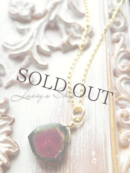 画像6: ウォーターメロントルマリンスライスの1粒ネックレス(ルべライト) (6)