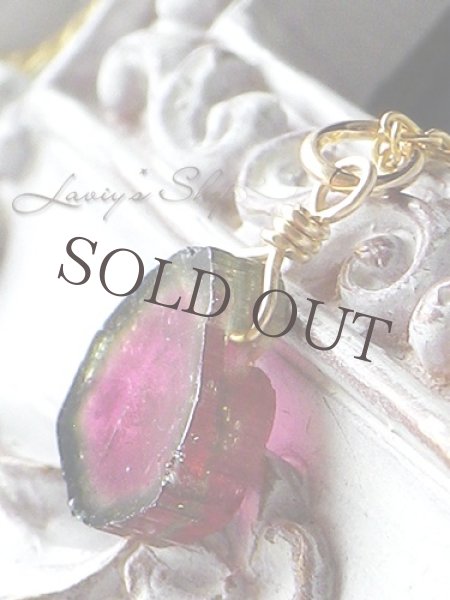 画像3: ウォーターメロントルマリンスライスの1粒ネックレス(ルべライト) (3)