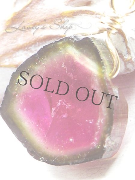 画像4: ウォーターメロントルマリンスライスの1粒ネックレス(ルべライト) (4)