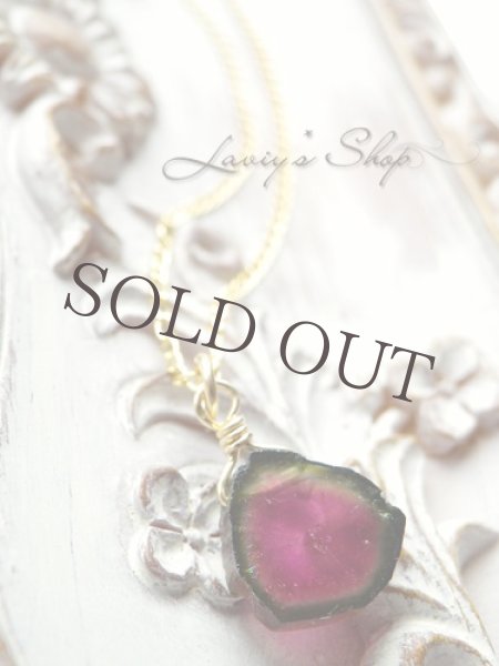 画像7: ウォーターメロントルマリンスライスの1粒ネックレス(ルべライト) (7)