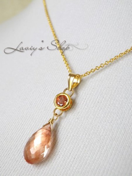 画像10: サンセットオレンジサファイアとオレゴンサンストーンのネックレス (10)