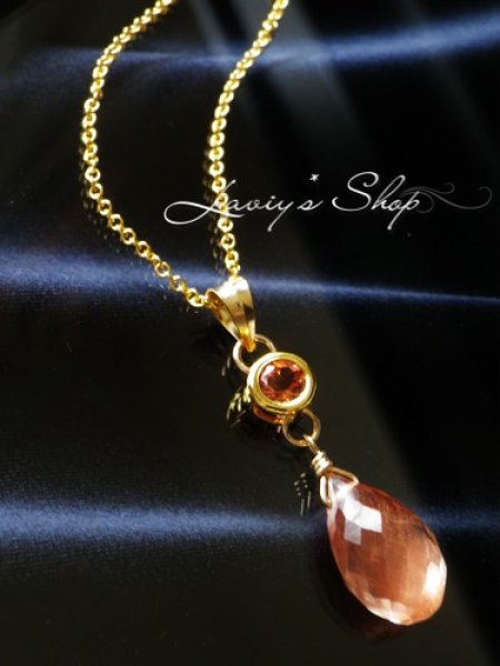 画像4: サンセットオレンジサファイアとオレゴンサンストーンのネックレス (4)