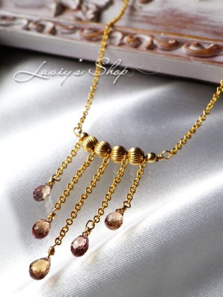 画像3: 非加熱/オータムカラーサファイアのフリンジネックレス (3)