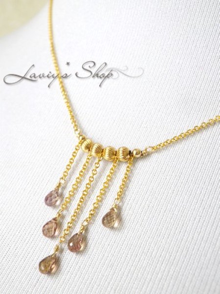 画像7: 非加熱/オータムカラーサファイアのフリンジネックレス (7)