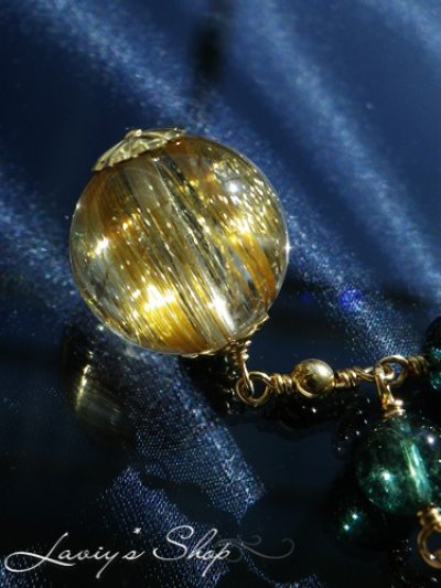 画像2: 大珠ゴールデンルチルとインディコライトのデザインネックレス