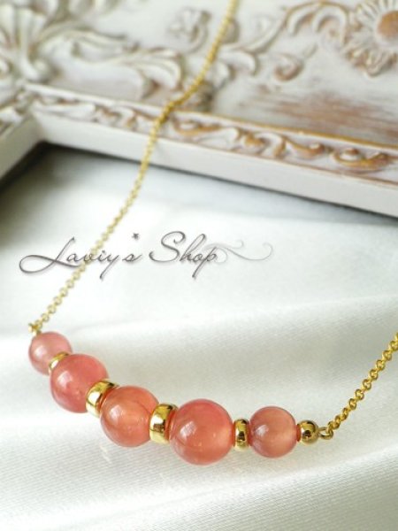 画像2: SAグレード！計10ct.アルゼンチン産インカローズのUラインネックレス (2)