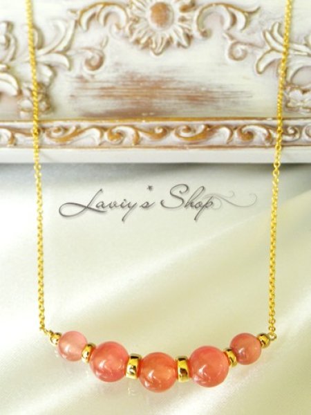 画像5: SAグレード！計10ct.アルゼンチン産インカローズのUラインネックレス (5)