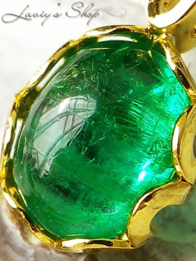 画像1: コロンビア産宝石エメラルドカボションの1粒ネックレス