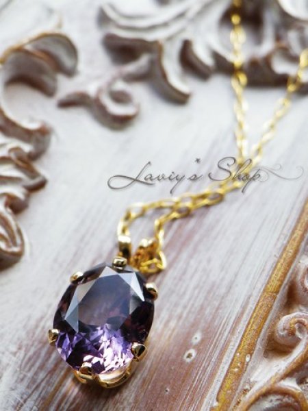 画像7: 宝石パープルカラースピネルの1粒ネックレス (7)