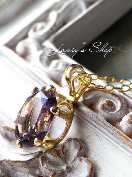 画像3: 宝石パープルカラースピネルの1粒ネックレス (3)