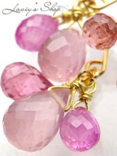 画像2: K18/3color pink gem のピアス