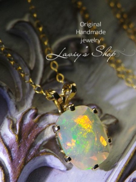 画像4: エチオピアンオパールの1粒ネックレス(REC) (4)