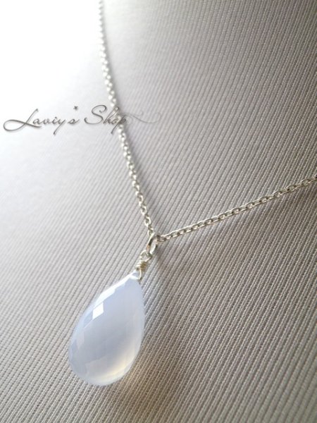 画像7: ラベンダーブルーカルセドニーの1粒ネックレス (7)