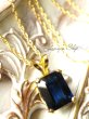 画像2: 濃紺！宝石エメラルドカットカイヤナイトの1粒ネックレス (2)