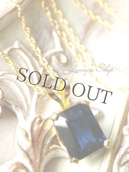 画像2: 濃紺！宝石エメラルドカットカイヤナイトの1粒ネックレス (2)