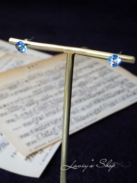 画像4: K18/宝石スイスブルートパーズのスタッドピアス (4)