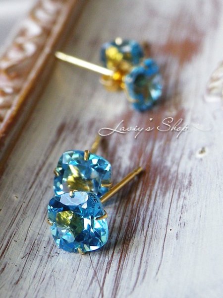 画像3: K18/宝石スイスブルートパーズのスタッドピアス (3)