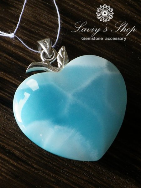 画像5: 高品質ラリマールアップルハートのペンダントトップ(8,6g) (5)