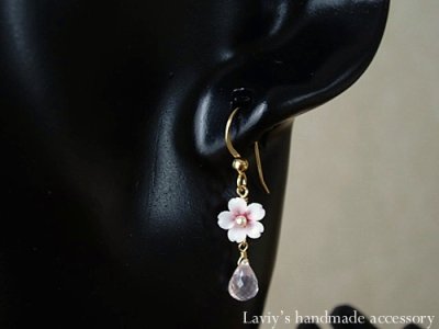 画像3: ブラジル産ローズクォーツと小桜のピアス