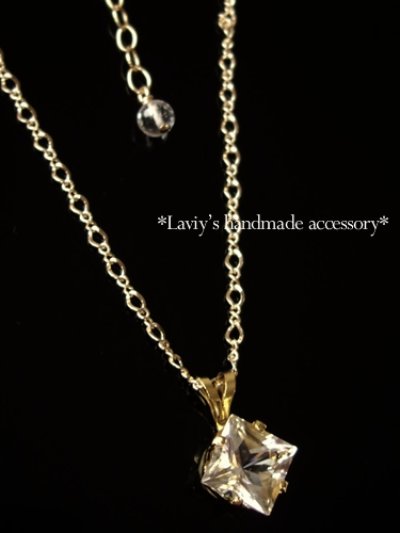 画像2: プリンセスカットハーキマーダイヤモンドの1粒ネックレス