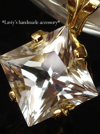 画像1: プリンセスカットハーキマーダイヤモンドの1粒ネックレス