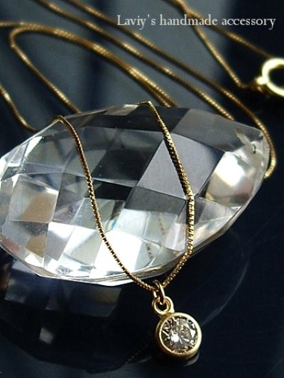 画像2: K18ブリリアントダイヤモンドの1粒ネックレス