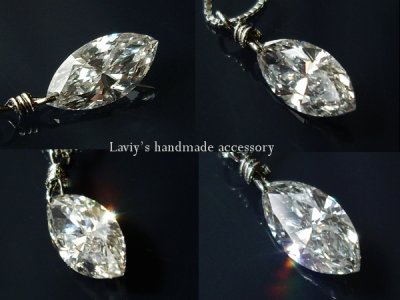 画像1: K18WGマーキスカットダイヤモンドのネックレス