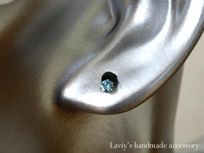 画像3: ブリリアントブルーダイヤモンドのスタッドピアス