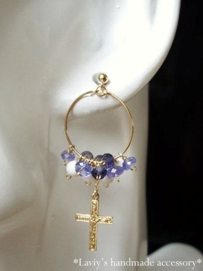 画像3: violet blue gemのクロスモチーフピアス