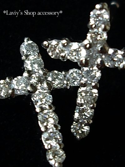 画像2: K18WG/ダイヤモンドのクロスピアス