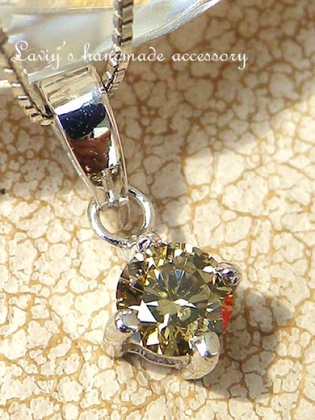 画像2: K14WG/シャンパンカラーダイヤモンドのペンダントトップ (2)